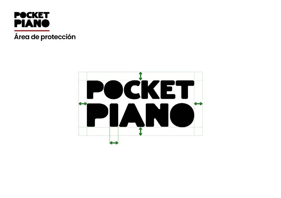 Normas de proporción y área de protección del logotipo Pocket Piano